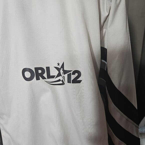 Adidas Beige/Black Hooded Jacket ORL 12 Logo Zip-Up Size M - Picture 2 of 9